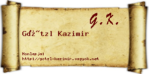 Götzl Kazimir névjegykártya
